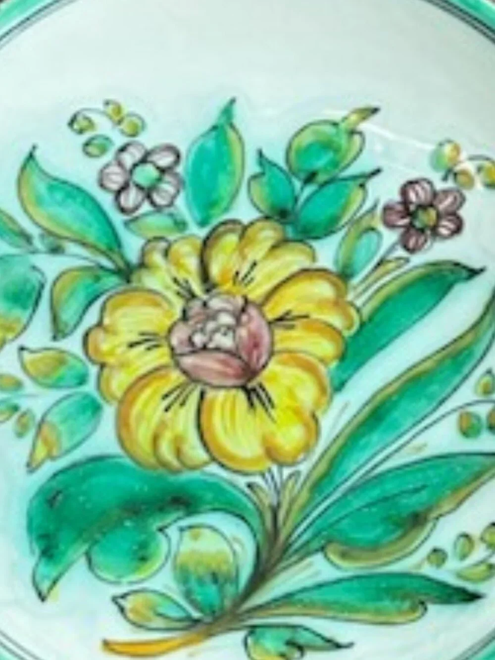 Vintage Signed Spanish Hand Painted Still Life Floral Majolica Plate